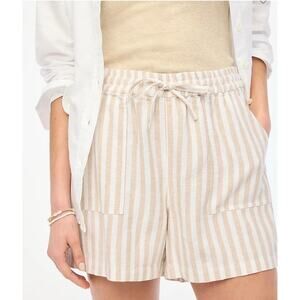 J.Crew Beige Striped Linen Shorts Drawstring Coastal Preppy XS Summer